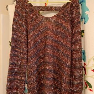 Multicolor open back sweater